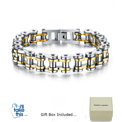 Image of Biker Chain Link Bracelet 316L Stainless Steel Mens Bracelet Jewelry - I'LL TAKE THIS