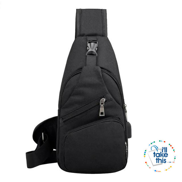 Single Shoulder Strap crossbody Canvas Bag + USB Charging access in an EASY Sling Shoulder Backpack - I'LL TAKE THIS
