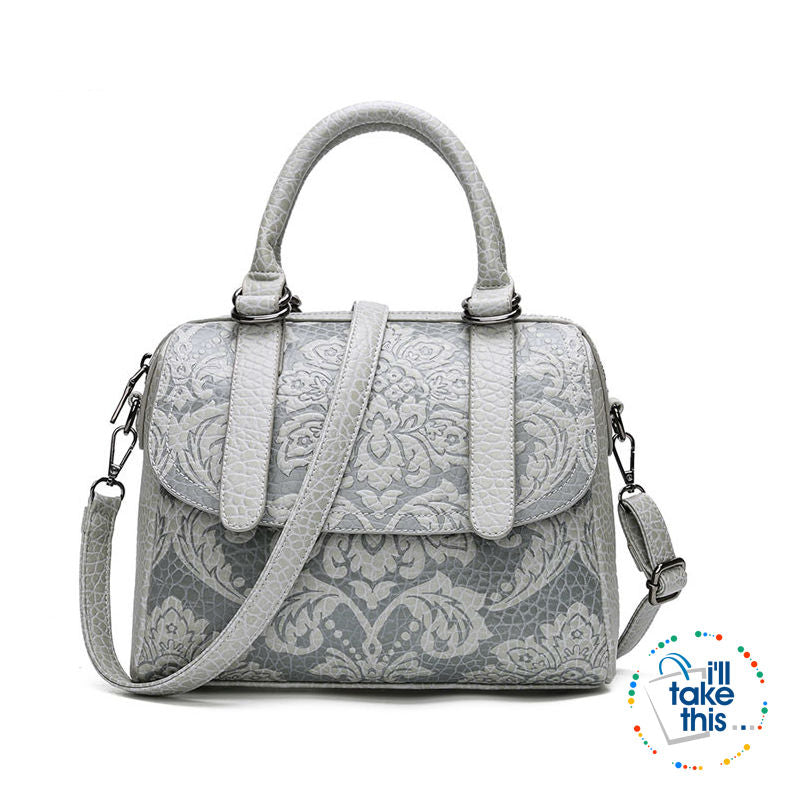 Luxury Embossed Floral Design Handbag Collection in a Classic Antique Style Cross-body Bag, 4 Colors - I'LL TAKE THIS