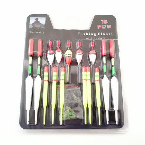 Image of Fishing Floats Assorted Size suit most Angling with Attachment Rubbers Fishing Lures - 1 set/15Pcs - I'LL TAKE THIS