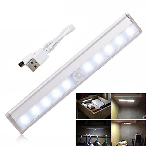 Image of 10 LED Wireless USB Rechargeable Motion Sensor Cabinet Light Under Counter Closet Lighting Magnetic Stick on Night Light Bar|Under Cabinet Lights| |  - AliExpress - I'LL TAKE THIS