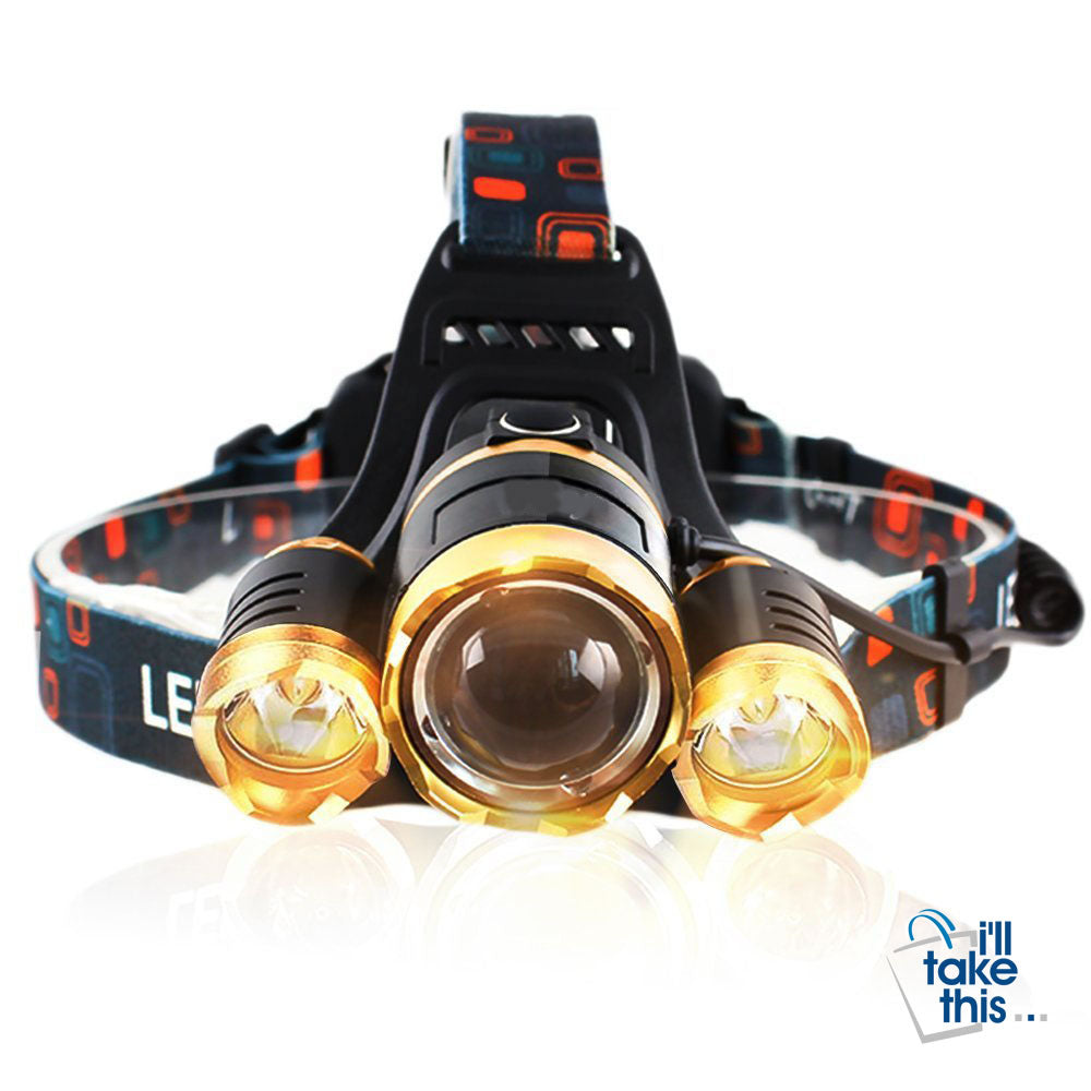 π£ Headlamp Zoomable Ultra High 10000 Lumens Headlight 3 * LED CREE XM-L T6 - I'LL TAKE THIS