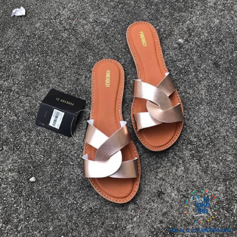 Cross Weave Women's Fashion Sandals, 8 Colors Option, ideal Flat healed Flip flops - I'LL TAKE THIS