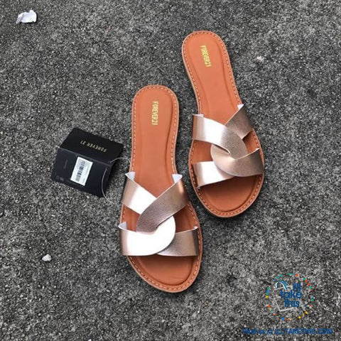 Image of Cross Weave Women's Fashion Sandals, 8 Colors Option, ideal Flat healed Flip flops - I'LL TAKE THIS