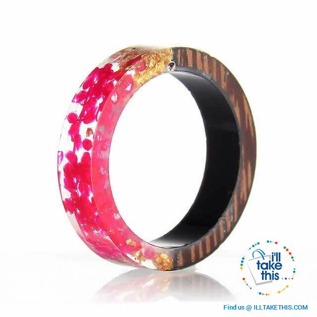๐ Handmade Floral design Wooden Resin Ring - I'LL TAKE THIS