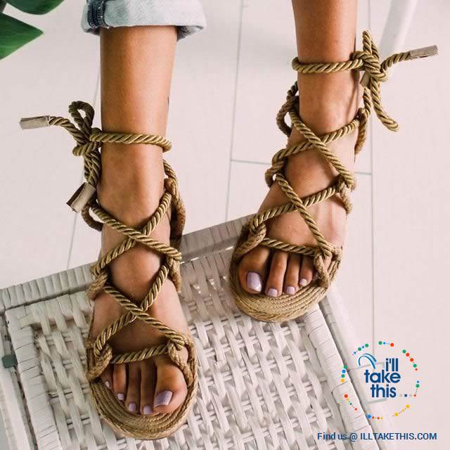 Natural Hemp Rope style Women's Flat Sandals, Flip flops - 6 Color Options - I'LL TAKE THIS