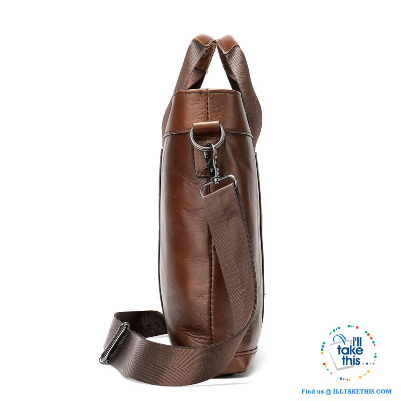 15" Men's Leather Briefcase, Ideal for Office essentials inc MacBook/iPad/Laptop + in Black or Brown - I'LL TAKE THIS