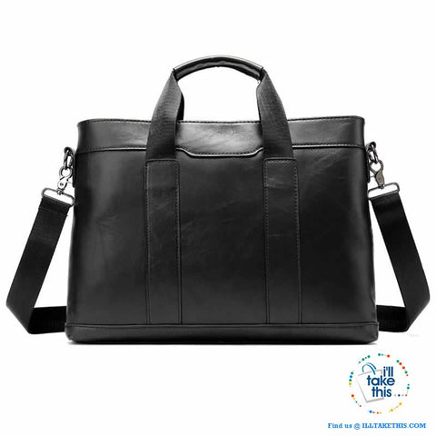 Image of 15" Men's Leather Briefcase, Ideal for Office essentials inc MacBook/iPad/Laptop + in Black or Brown - I'LL TAKE THIS