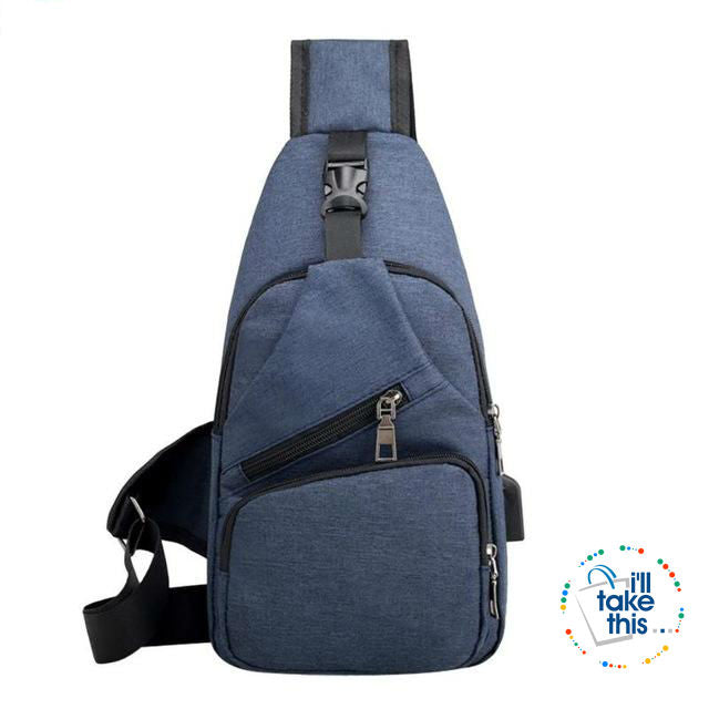 Single Shoulder Strap crossbody Canvas Bag + USB Charging access in an EASY Sling Shoulder Backpack - I'LL TAKE THIS