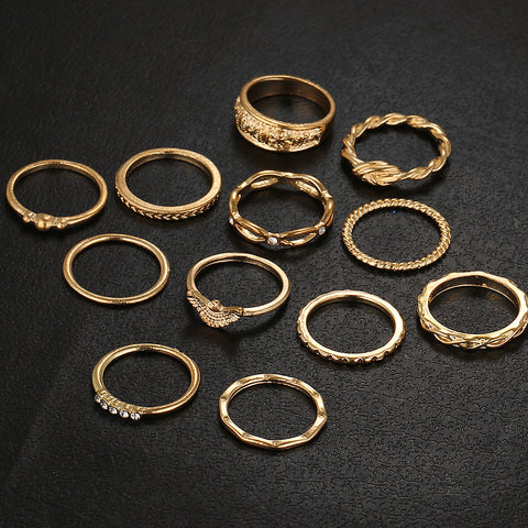 Image of Charm Gold Color Midi Finger Ring Set for Women 12 piece set Vintage Punk Boho Knuckle Party Rings Jewelry - I'LL TAKE THIS