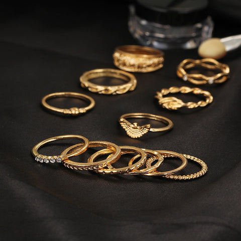 Image of Charm Gold Color Midi Finger Ring Set for Women 12 piece set Vintage Punk Boho Knuckle Party Rings Jewelry - I'LL TAKE THIS
