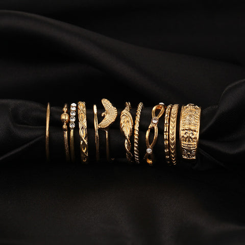 Image of Charm Gold Color Midi Finger Ring Set for Women 12 piece set Vintage Punk Boho Knuckle Party Rings Jewelry - I'LL TAKE THIS