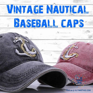 β Nautical Vintage Anchor embroidered Distressed Soft cotton baseball cap - 4 Colors, Unisex - I'LL TAKE THIS