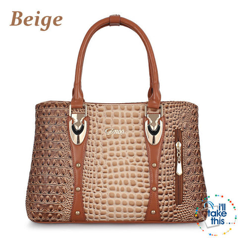 Image of Crocodile/Alligator Design Vegan Leather Women's Handbag - FOUR Textured Colors - I'LL TAKE THIS