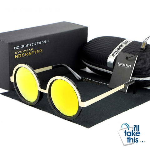Image of Gothic Steampunk Mens Sunglasses Coating Mirrored Sunglasses Round Circle Sun glasses Retro Vintage - I'LL TAKE THIS