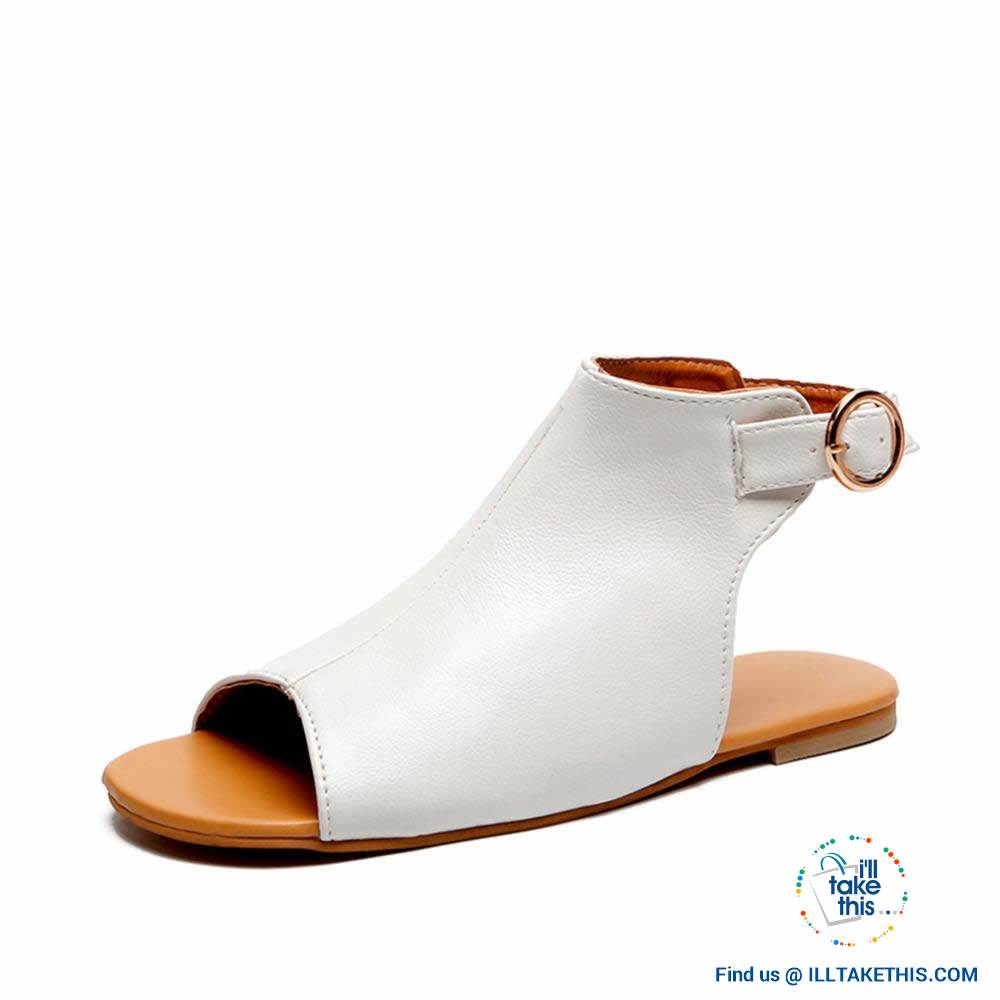 Gorgeous Flat Sole Sandal with Peep Toe , Vegan leather womens sandals, 4 Color Options! - I'LL TAKE THIS