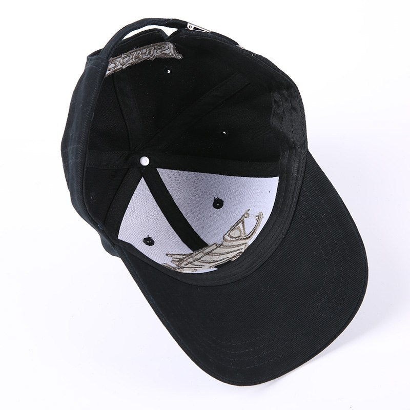 Pure Cotton Fish Bones Embroidered Baseball Fishing Caps, Black-White or Navy-Gold - I'LL TAKE THIS