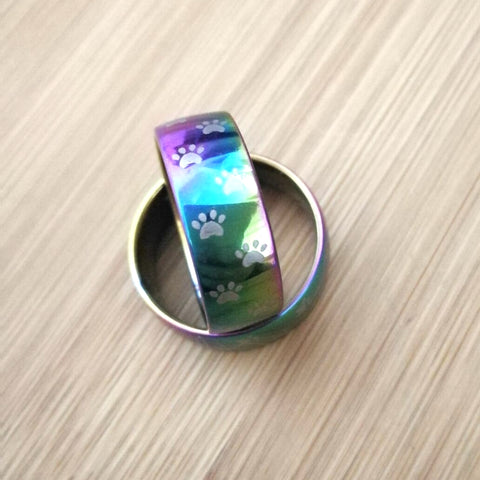 Image of Rainbow Stainless Steel Cute Cat or Dog Paw Ring - Women Girl jewelry Great Gift idea - I'LL TAKE THIS