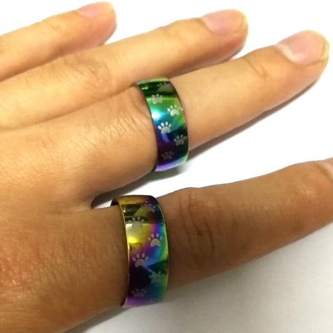 Image of Rainbow Stainless Steel Cute Cat or Dog Paw Ring - Women Girl jewelry Great Gift idea - I'LL TAKE THIS