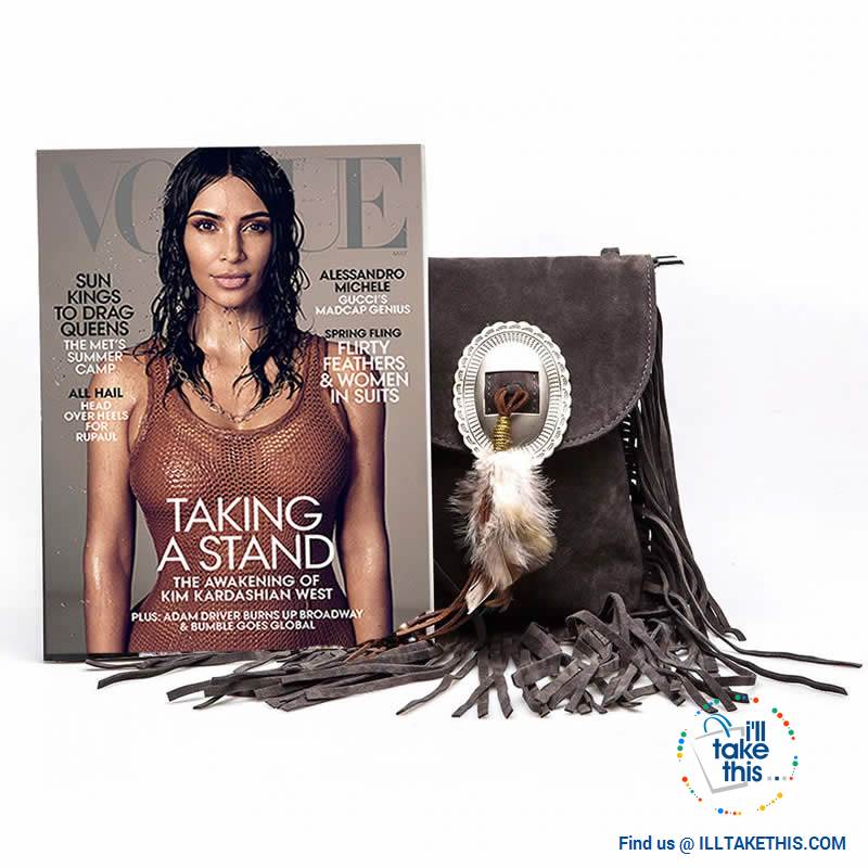 Women's Handbag/Crossbody Shoulder bag - Boho Inspired Tassels fringes and a Feather Buckle - I'LL TAKE THIS