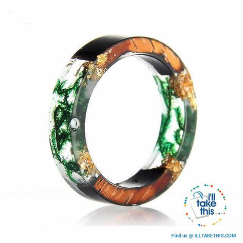 Image of ๐ Handmade Floral design Wooden Resin Ring - I'LL TAKE THIS
