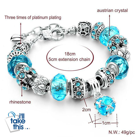 Image of Crystal Beads Bracelets/Bangles Silver Plated Charm Bracelets For Women - I'LL TAKE THIS