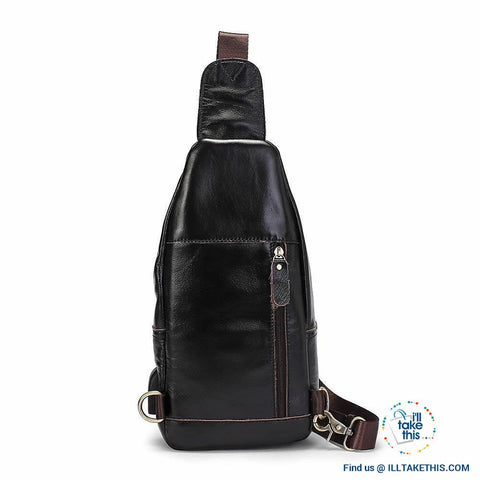 Image of EASY Sling Shoulder All Leather Back Pack with USB Charging - I'LL TAKE THIS