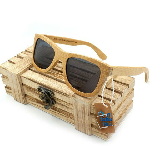 Image of Gift Boxed Vintage Wayfarer Style Bamboo Wooden Sunglasses - I'LL TAKE THIS