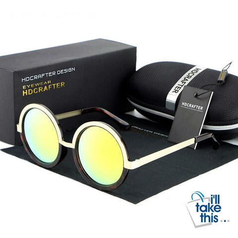 Image of Gothic Steampunk Mens Sunglasses Coating Mirrored Sunglasses Round Circle Sun glasses Retro Vintage - I'LL TAKE THIS