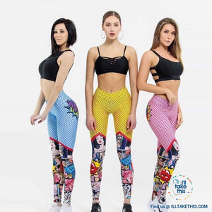 Comic Digital Printing Workout Leggings High Waist Push Up Leggings - Sizes: S-XL Pants - I'LL TAKE THIS