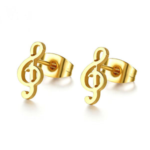 Cute Treble Clef music stud earrings Petite Gold plated stainless steel - I'LL TAKE THIS