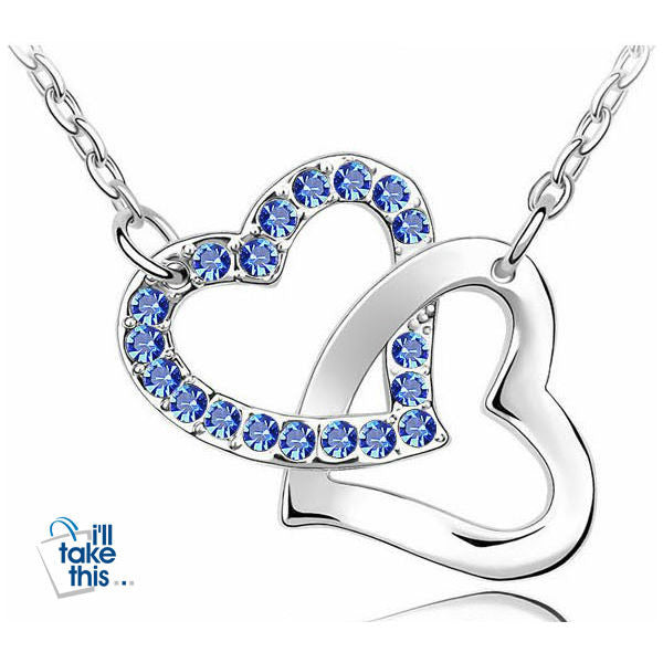 Double Hearts Pendant with Crystal Zircon Alloy Eight Colors Necklace - I'LL TAKE THIS