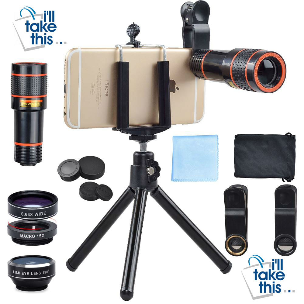 Smartphone 12X Zoom Telescope + 3 in 1 - Fisheye Wide Angel Macro Lens in Kit form - I'LL TAKE THIS