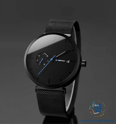 Image of Ambassador Blue Point Ultra Sleek Men's Wristwatch all Black with Mesh Stainless Wristband - I'LL TAKE THIS