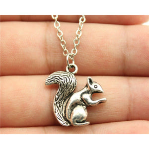 Vintage Squirrel in antique bronze or antique silver. Double sided Squirrel pendant + Free Necklace