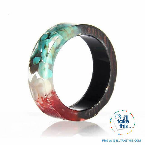 Image of ๐ Handmade Floral design Wooden Resin Ring - I'LL TAKE THIS