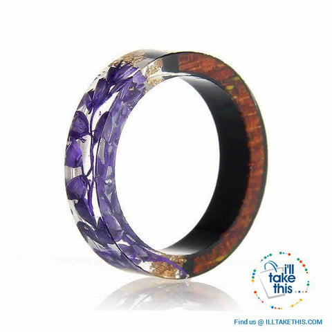 Image of ๐ Handmade Floral design Wooden Resin Ring - I'LL TAKE THIS