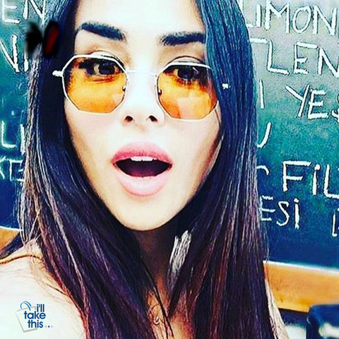 Image of Super Light Weight Octagon Sunglasses Unisex in Yellow, Red, Blue Tinted + Clear Lens Glasses - I'LL TAKE THIS