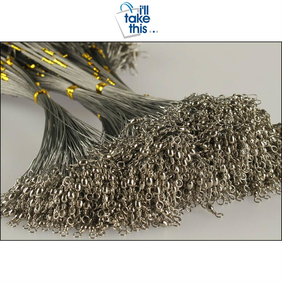 50PCS Steel Wire Leader Rope Fishing Line Lure Leader Swivel Interlock Snap Anti-bite Line fishing hooks 16/18/22/25/28cm - I'LL TAKE THIS