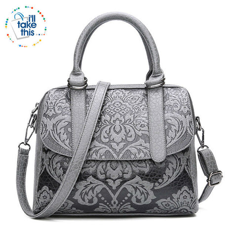 Image of Luxury Embossed Floral Design Handbag Collection in a Classic Antique Style Cross-body Bag, 4 Colors - I'LL TAKE THIS