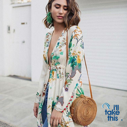 Image of Bohemian Circular Beach Bag Hand Woven Straw + Round Butterfly Rattan buckle with real leather strap - I'LL TAKE THIS