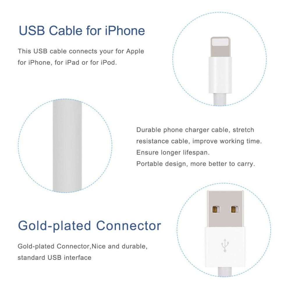 Lightning to USB Cable for iPhone X, 8, 7, 6 or 5s or iPad - Fast Charging Data Cable - 3 or 6 PACK - I'LL TAKE THIS
