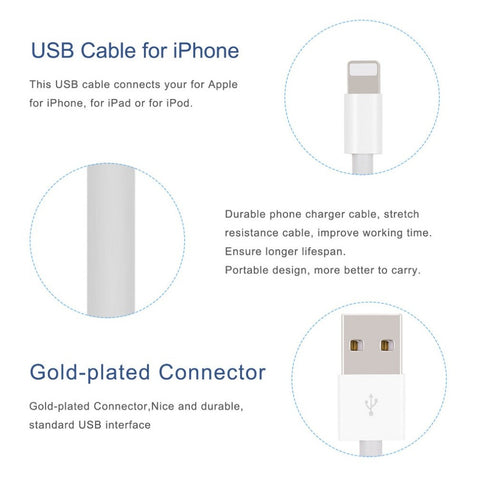 Image of Lightning to USB Cable for iPhone X, 8, 7, 6 or 5s or iPad - Fast Charging Data Cable - 3 or 6 PACK - I'LL TAKE THIS