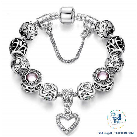 Image of Tibetan Silver Plated Love Heart, Flowers or Mixed Charm Bracelets - I'LL TAKE THIS
