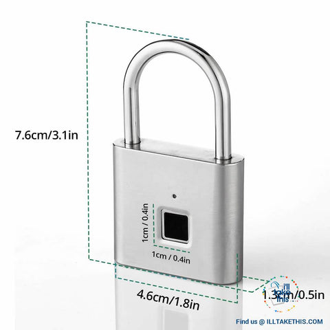 Image of Fingerprint Padlock  - 10 Memory Quick Unlock USB Charger - Silver or Black - I'LL TAKE THIS