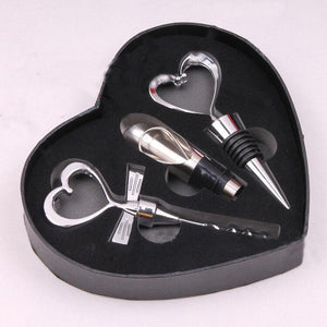 Wine_Bottle Gift Set/Bar Tools in Love Heart Shape Corkscrew Wine_Opener Stopper Pourer Set 3 piece