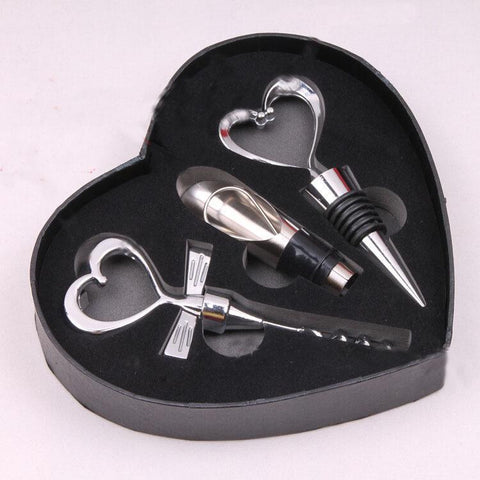 Image of Wine_Bottle Gift Set/Bar Tools in Love Heart Shape Corkscrew Wine_Opener Stopper Pourer Set 3 piece - I'LL TAKE THIS