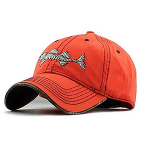 High Quality 100% Pure Cotton Fish Bone Fishing Hat Available in Black, Blue, Khaki or Orange