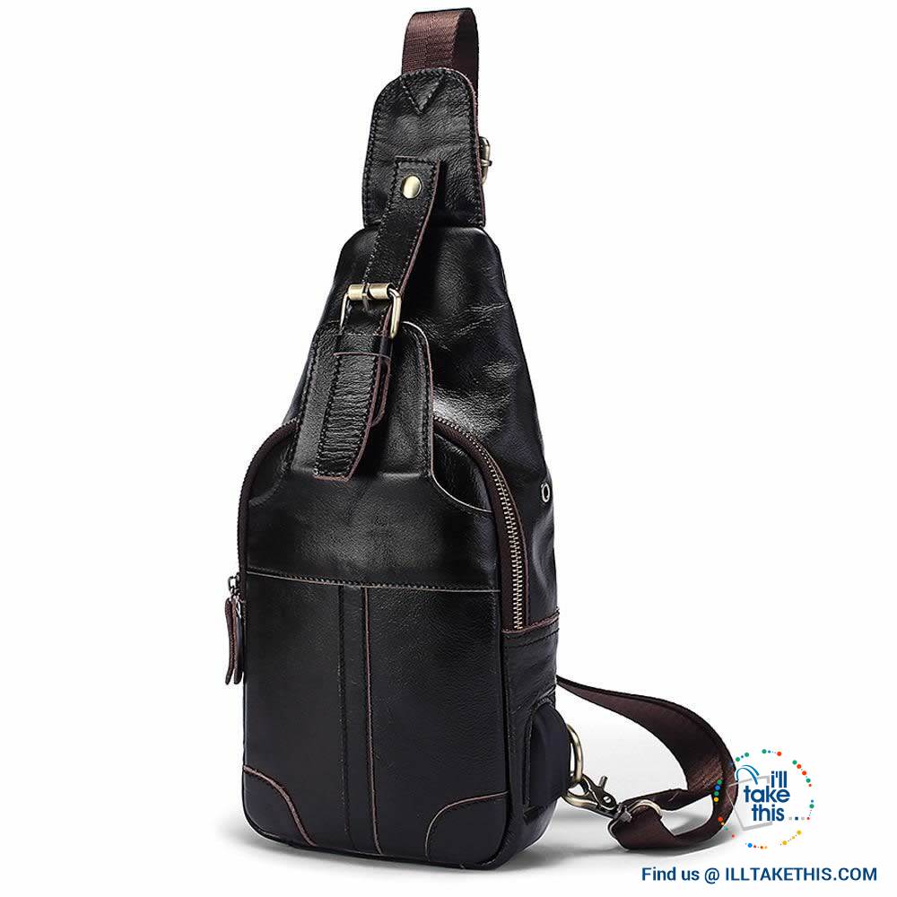 EASY Sling Shoulder All Leather Back Pack with USB Charging - I'LL TAKE THIS