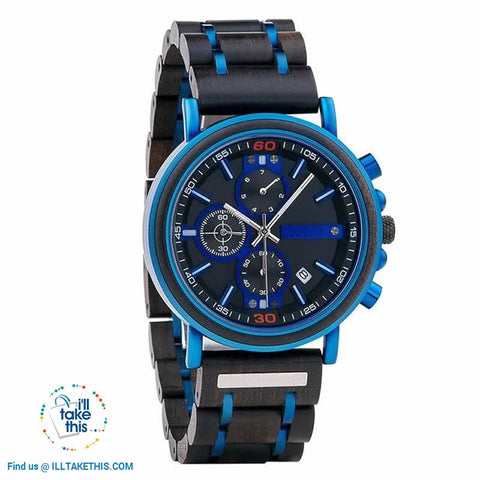 Image of Bluline™ Men's Wooden Watch, make it Personalized with Name label option